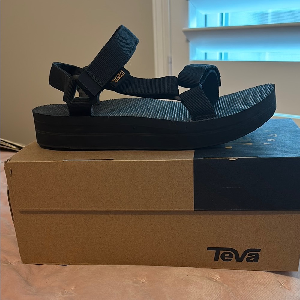 Teva Black Strappy Platform Sandals
